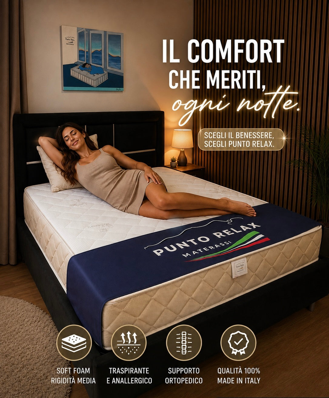 Materasso "Soft Foam" 3 Strati - con Fascia Traspirante - Grado di rigidità 8/10