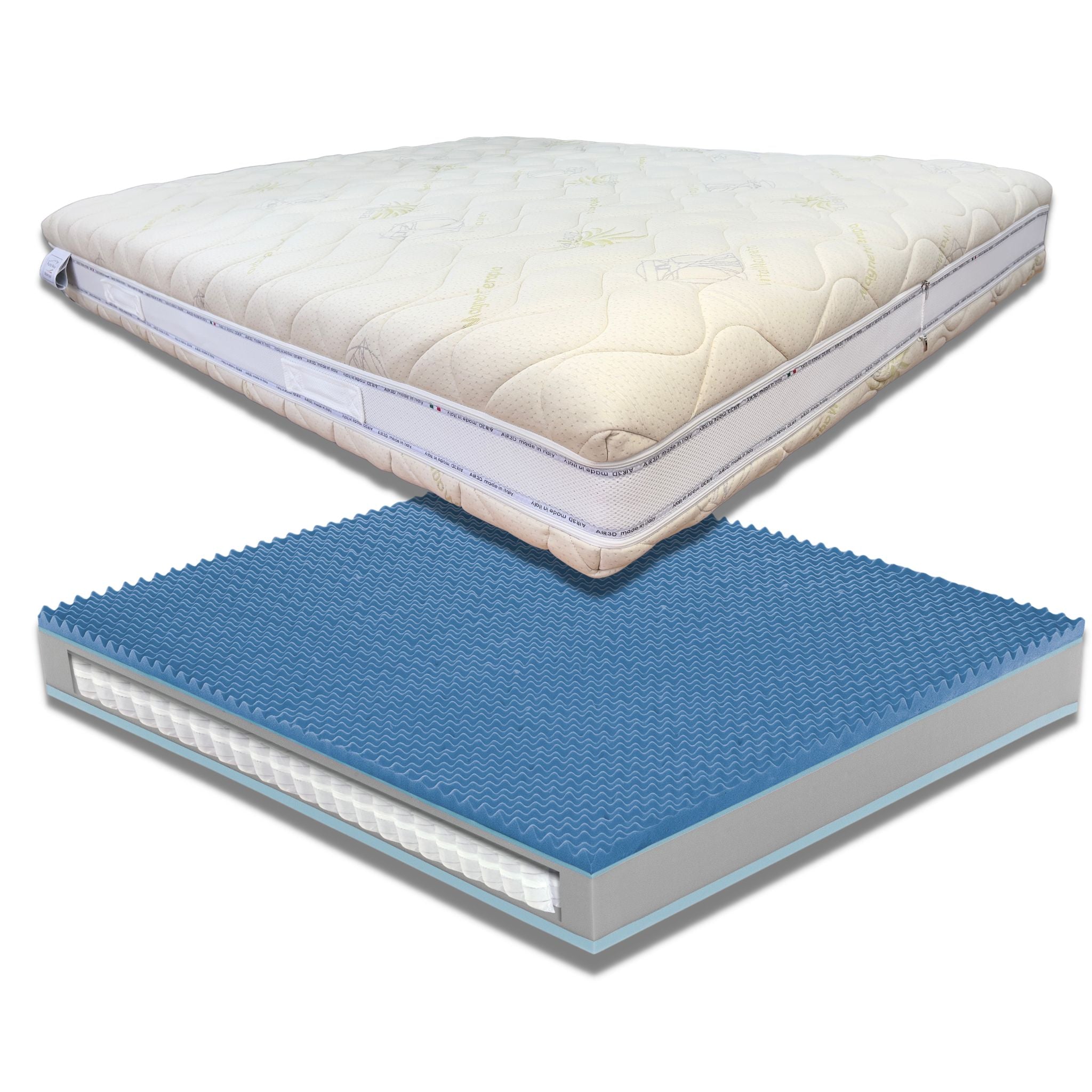 Materasso Memory Gel e Molle Insacchettate Sfoderabile Altezza 26cm "Capri" Grado di rigidità 7.5/10 Alta Densità - Punto Relax Materassi