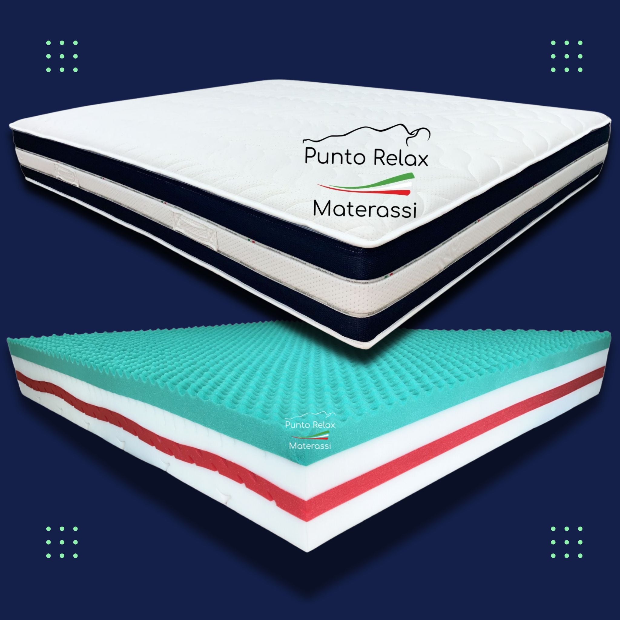 Materasso Memory Foam a 4 Strati, Sfoderabile, h27cm "Prime Relax" - Grado di rigidità 7.5/10