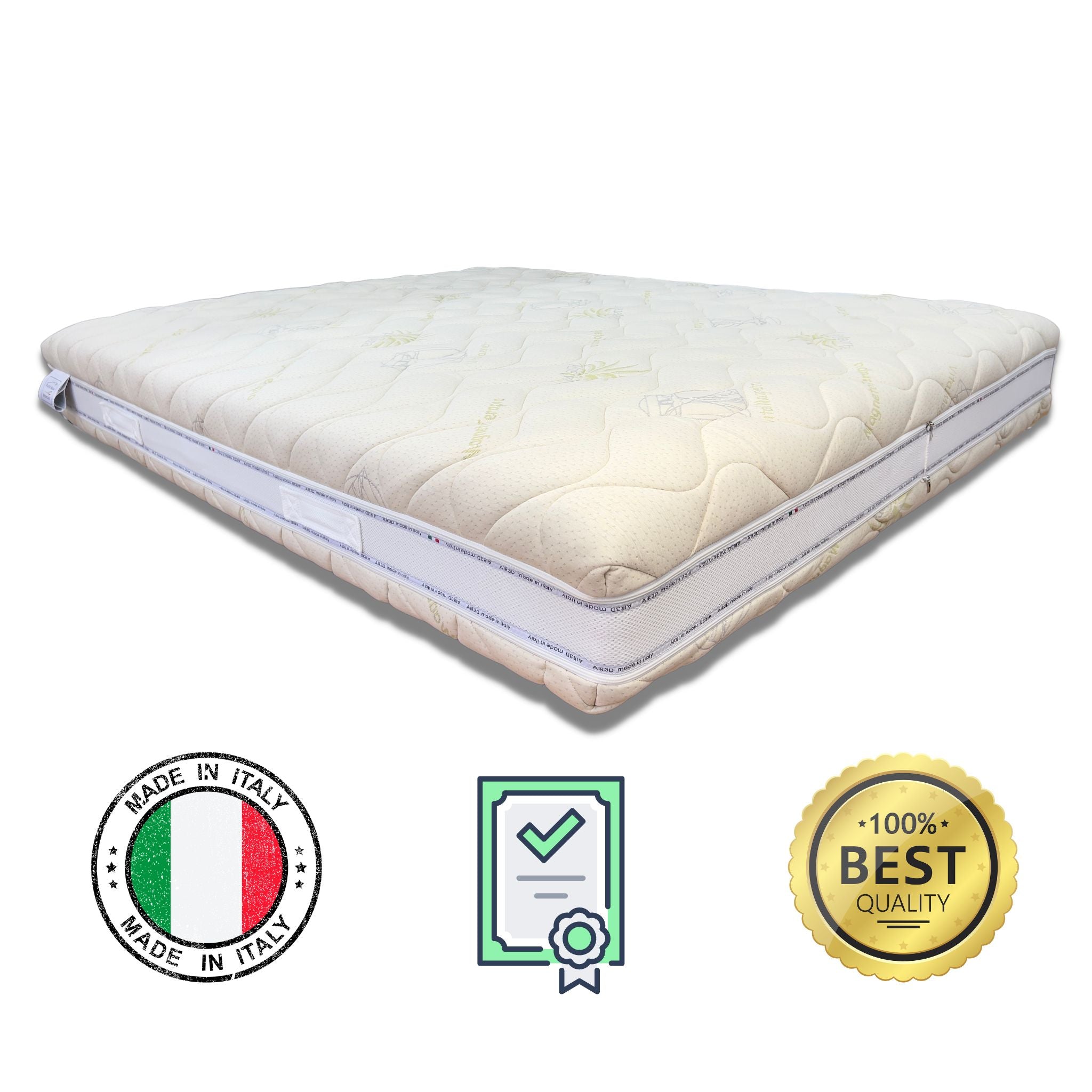 Materasso Memory 3 Strati, Altezza 26cm, Alta Densità, Sfoderabile, Grado di rigidità 7.5/10 "Alba"