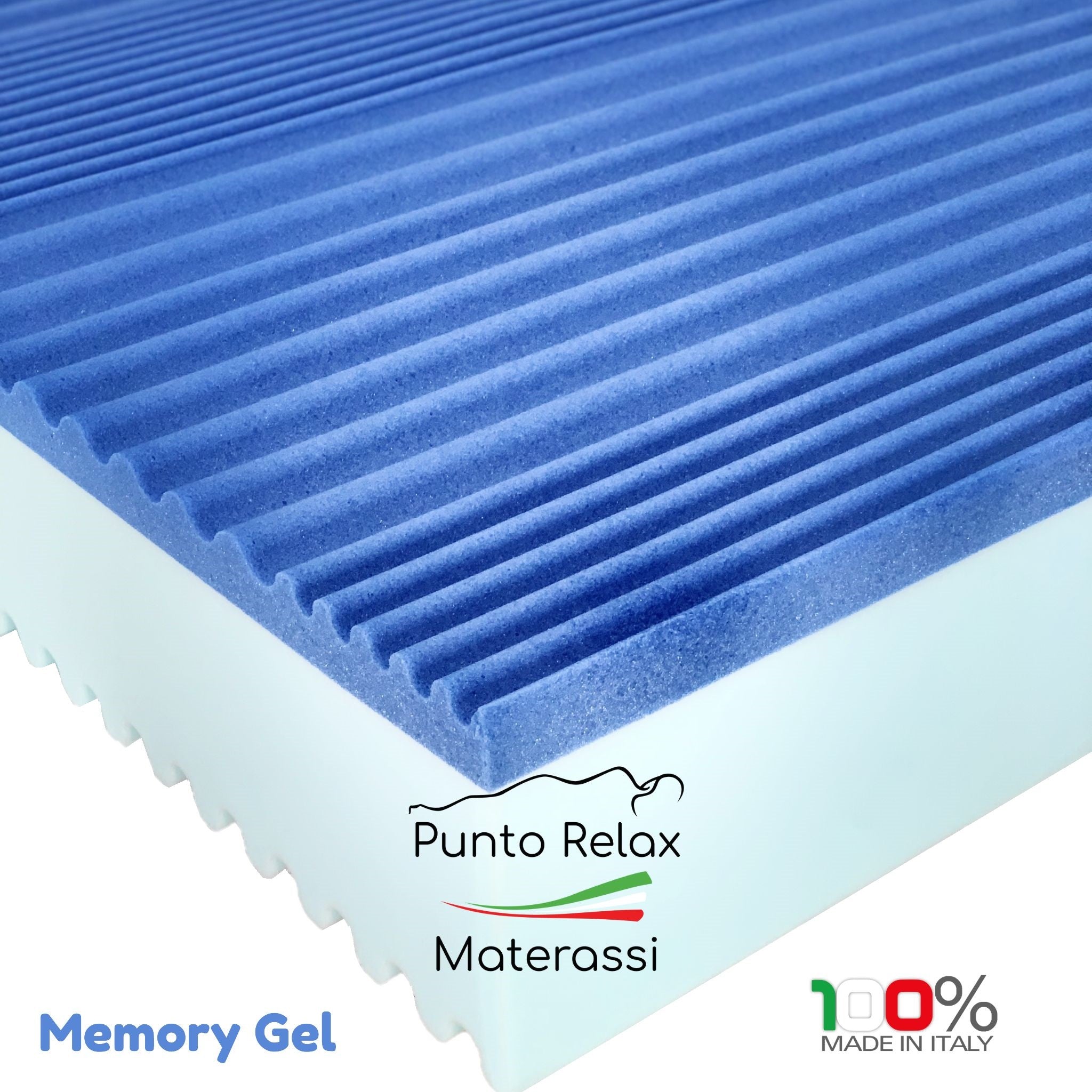 Materasso Memory Gel, Sfoderabile, Altezza 26 cm, 7 Zone Differenziate "Mare" - Grado di rigidità 7/10 - Punto Relax Materassi