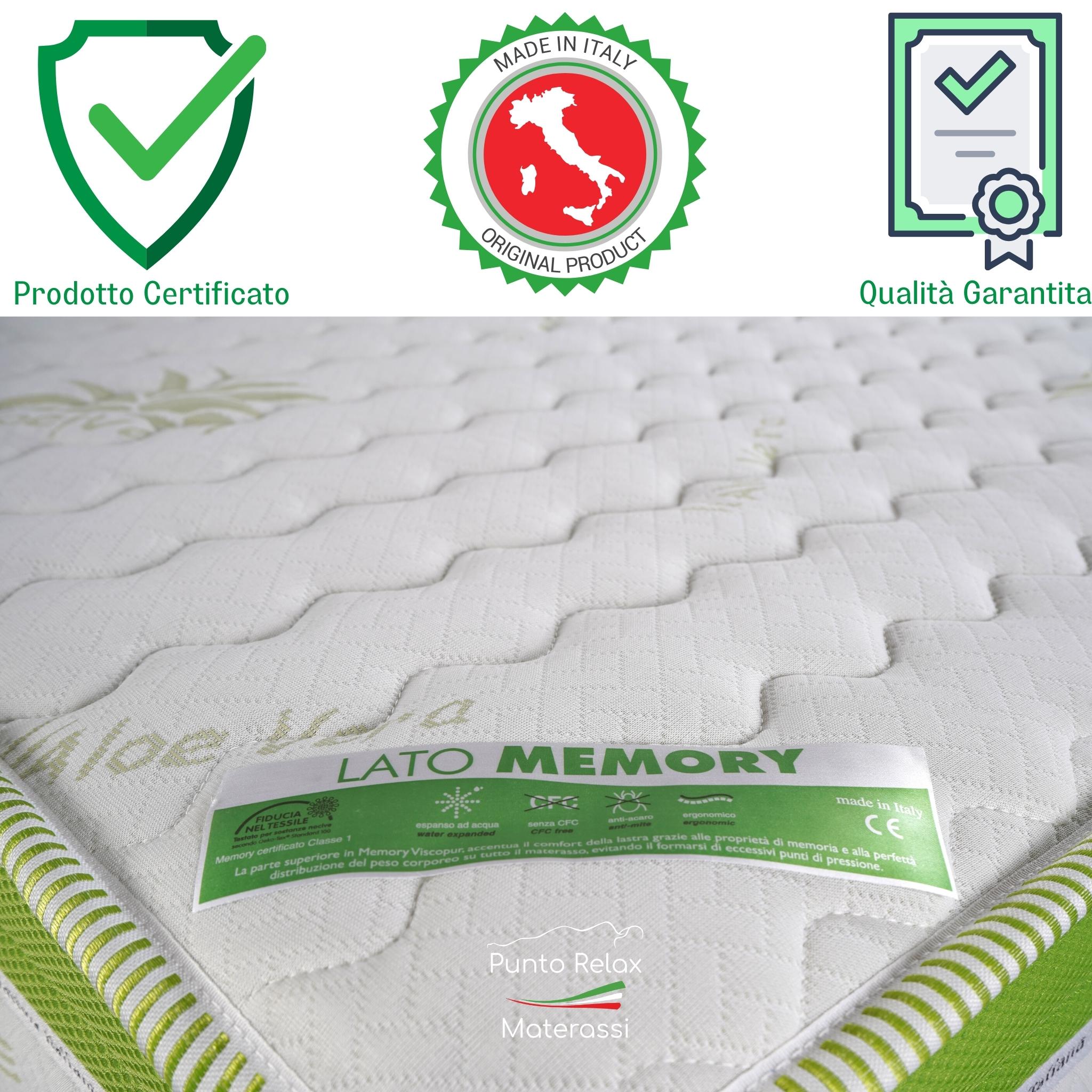 Materasso Memory Foam 5 Strati Aloe 3D "Nature Relax" Altezza 26cm - Grado di rigidità 7/10 - Punto Relax Materassi
