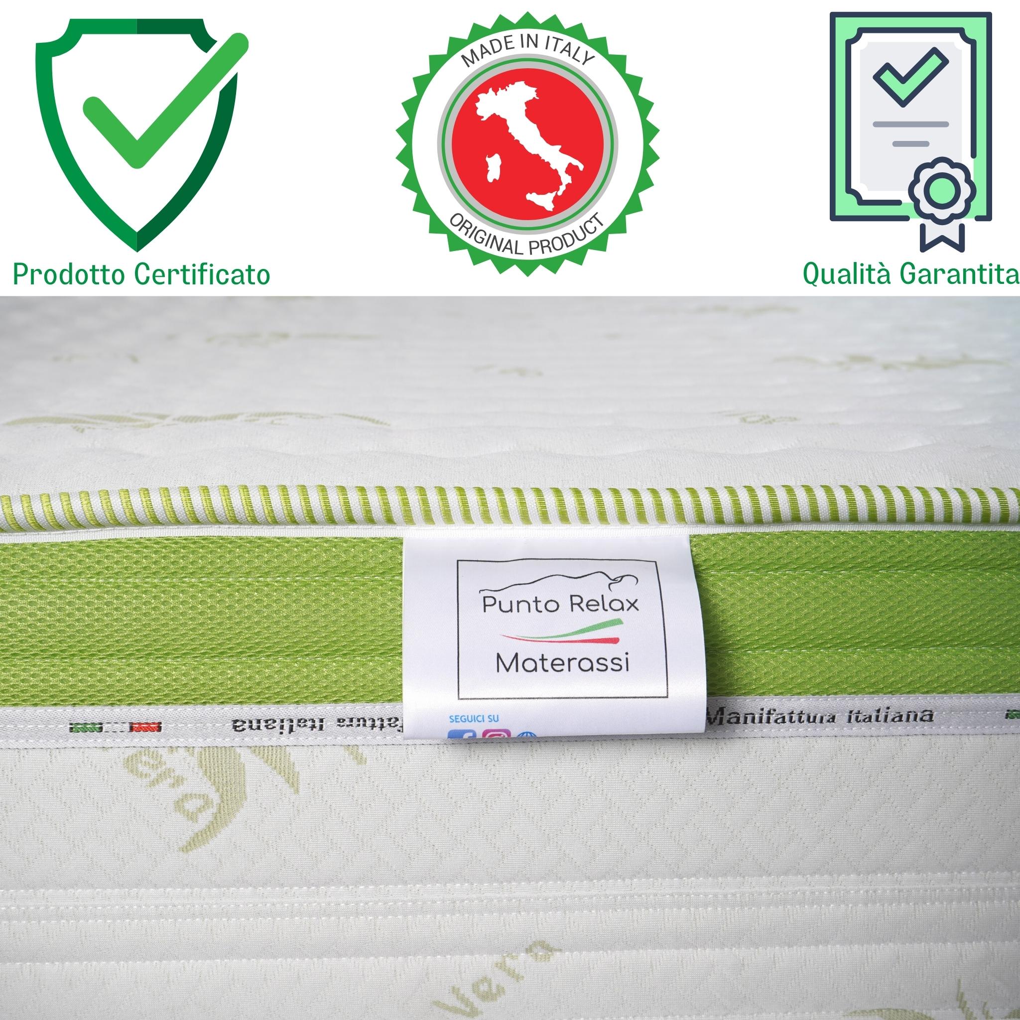 Materasso Memory Foam 5 Strati Aloe 3D "Nature Relax" Altezza 26cm - Grado di rigidità 7/10 - Punto Relax Materassi