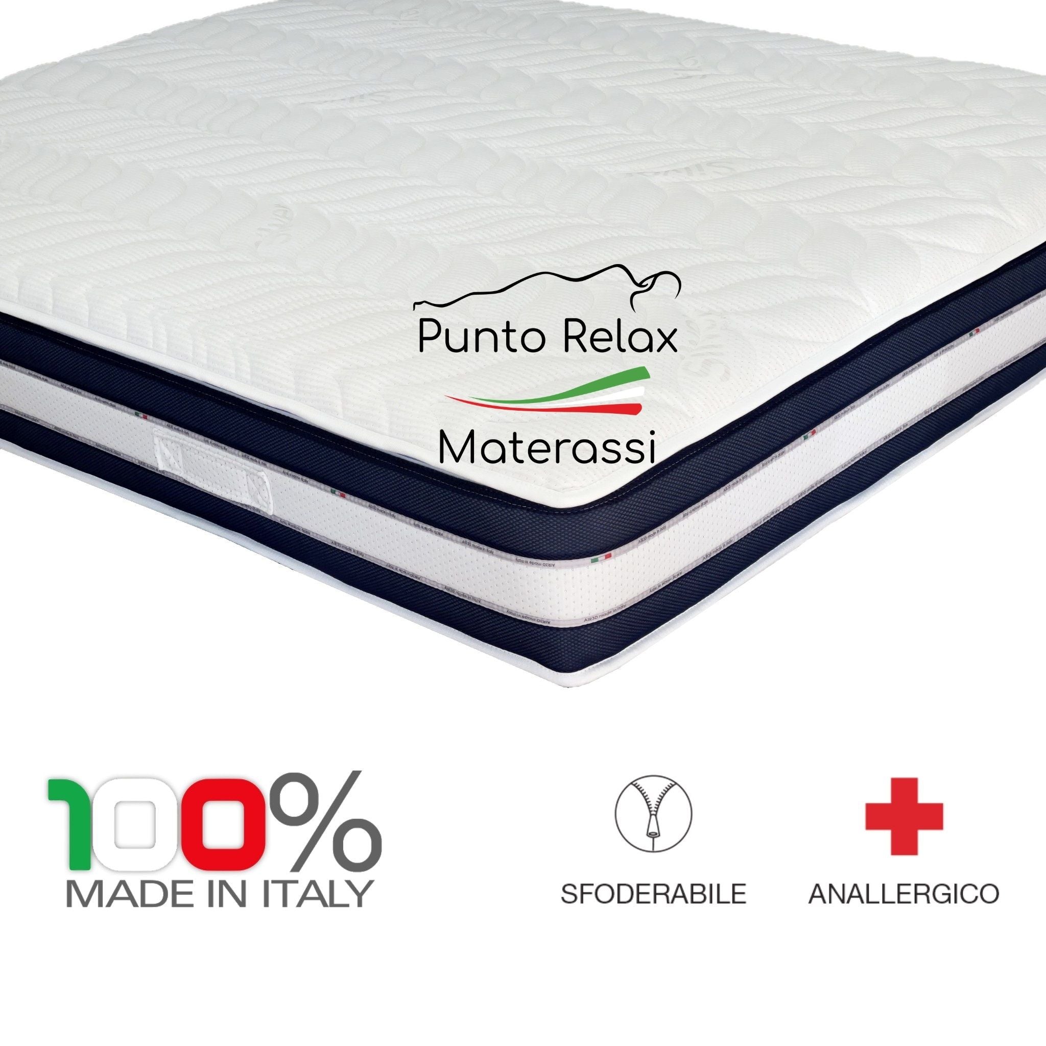 Materasso Memory Foam a 4 Strati, Sfoderabile, h27cm "Prime Relax" - Grado di rigidità 7/10 - Punto Relax Materassi