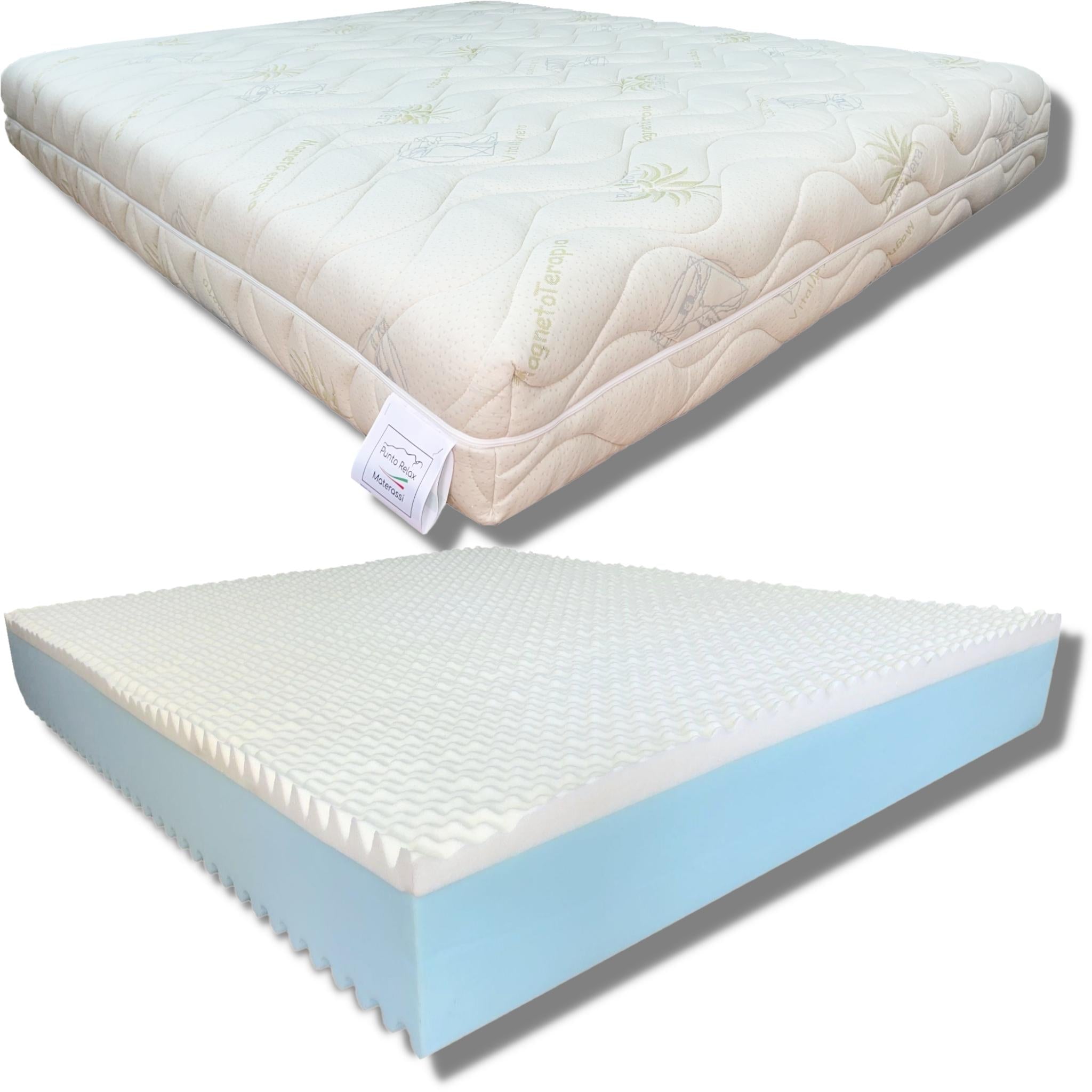 Materasso Memory Foam Sfoderabile Altezza 25 cm "Cielo" Grado di rigidità 6/10 - Punto Relax Materassi
