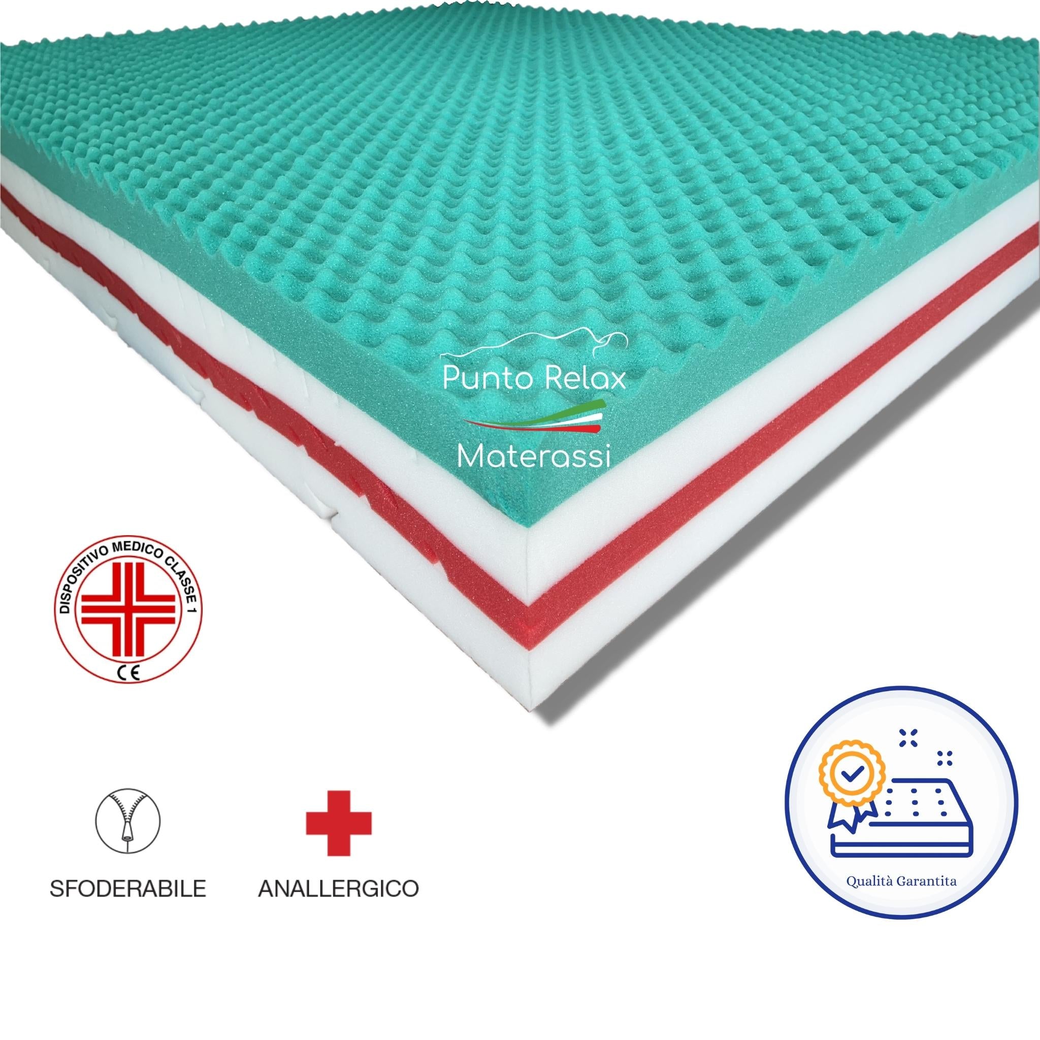 Materasso Memory Foam a 4 Strati, Sfoderabile, h27cm "Prime Relax" - Grado di rigidità 7/10 - Punto Relax Materassi