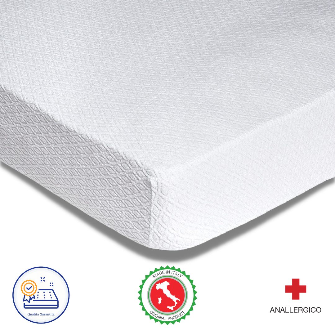 Coprimaterasso Singolo Anallergico, Tessuto Jersey Elastico, Traspirante con Angoli Maxi - Punto Relax Materassi