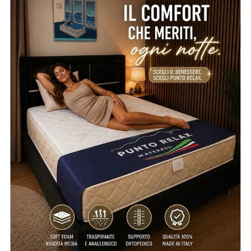 Materasso "Soft Foam" 3 Strati - con Fascia Traspirante - Grado di rigidità 8/10