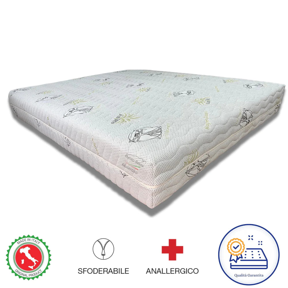 Materasso Memory Foam Sfoderabile "Cielo Plus" Altezza 26, 7 Zone Differenziate, Aloe Vera 6/10